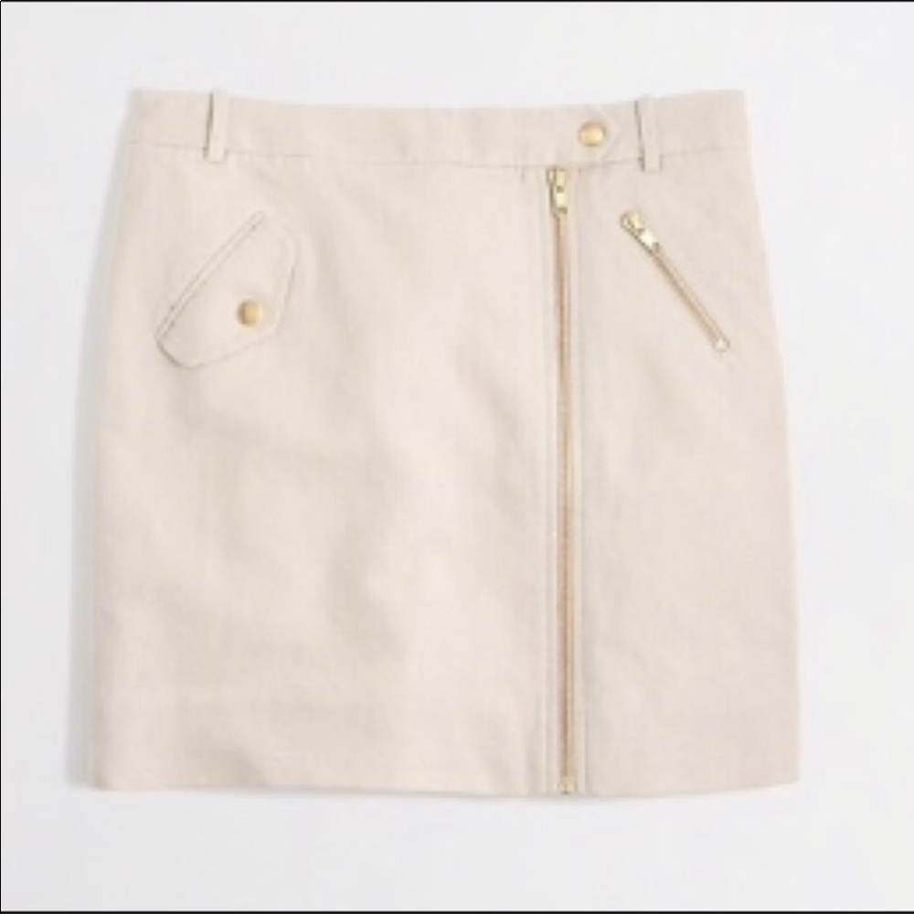 J. Crew Nikki Khaki Zip Linen Blend Mini Skirt